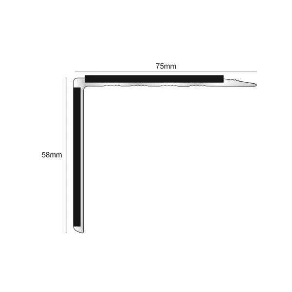 - NSL27 75x58mm DDA Compliant Aluminum Non-Slip Stair Nosing with PVC - Aluminium