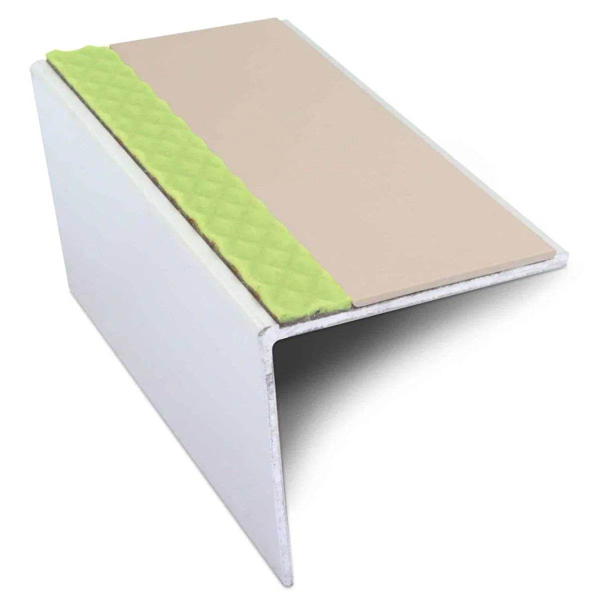 - ASL20 57x55mm DDA Compliant Aluminium Non Slip Stair Nosing Edge Trim With Pvc Insert -
