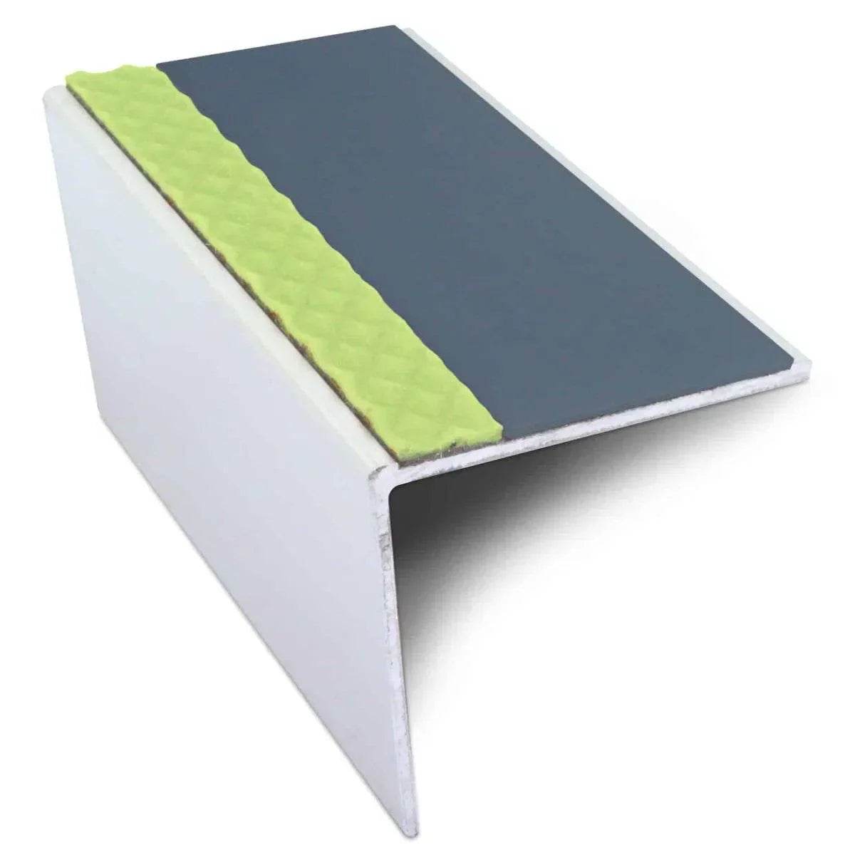 - ASL20 57x55mm DDA Compliant Aluminium Non Slip Stair Nosing Edge Trim With Pvc Insert -