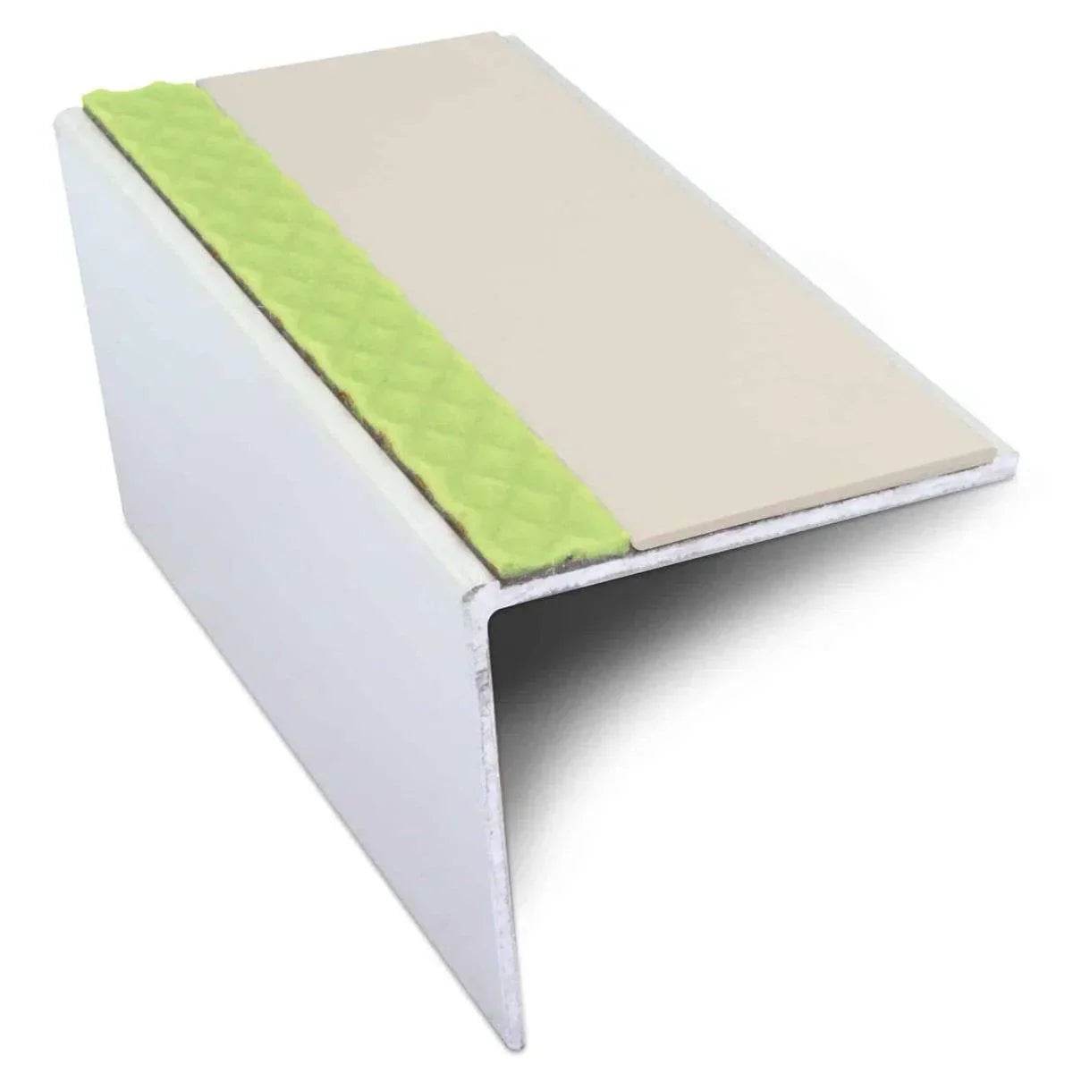 - ASL20 57x55mm DDA Compliant Aluminium Non Slip Stair Nosing Edge Trim With Pvc Insert -