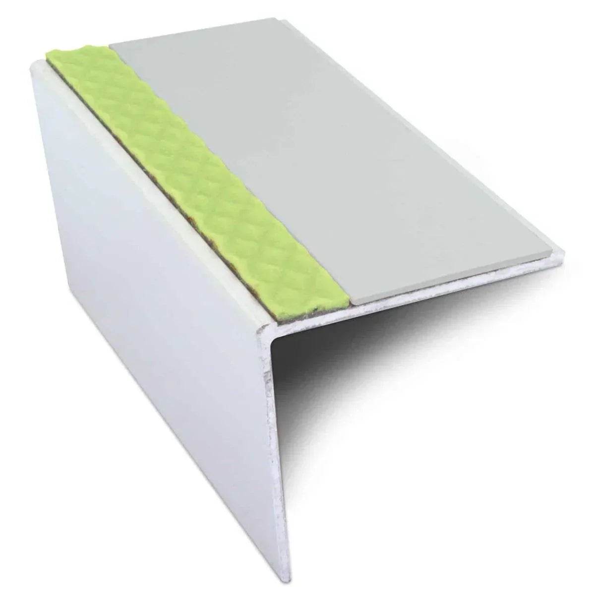 - ASL20 57x55mm DDA Compliant Aluminium Non Slip Stair Nosing Edge Trim With Pvc Insert -
