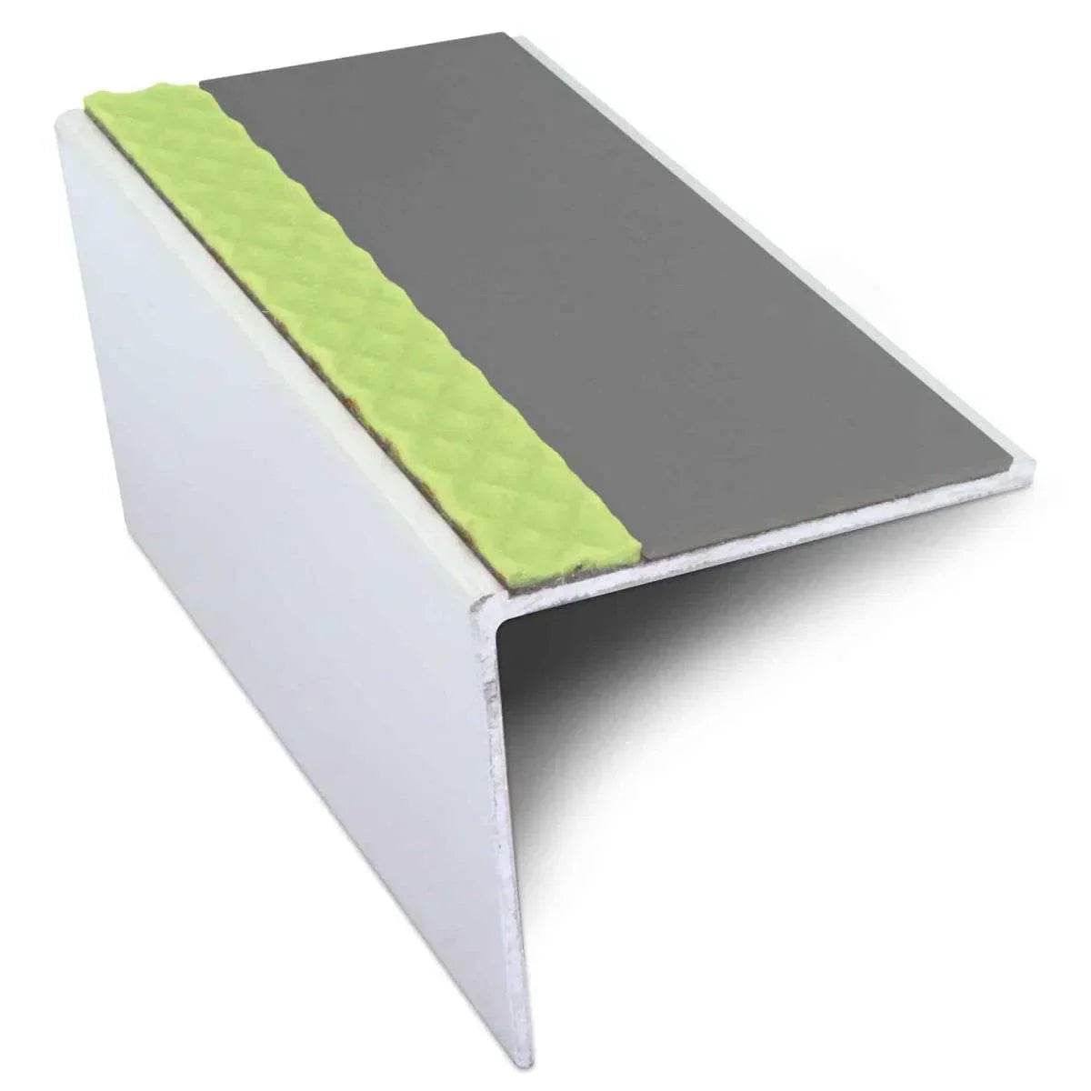 - ASL20 57x55mm DDA Compliant Aluminium Non Slip Stair Nosing Edge Trim With Pvc Insert -