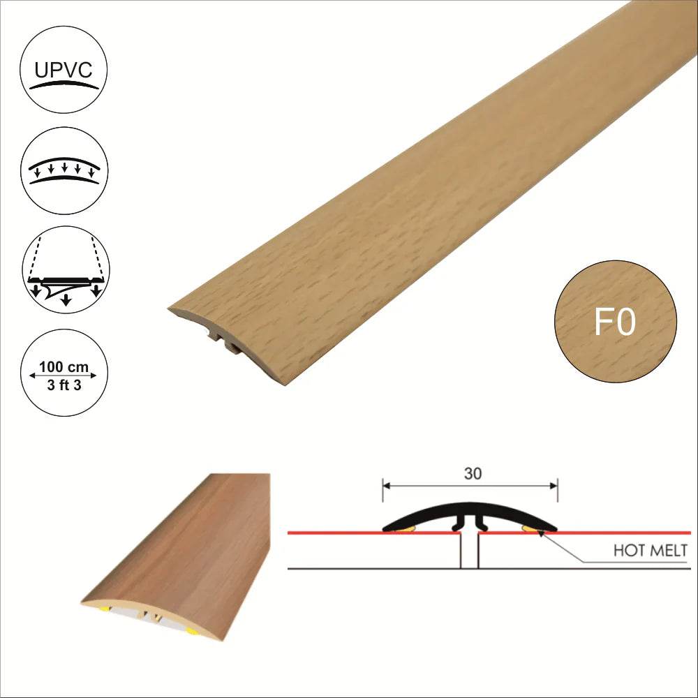 - M-M0300 30mm Pvc Wood Effect Flat Self Adhesive Door Threshold Strip - Strip
