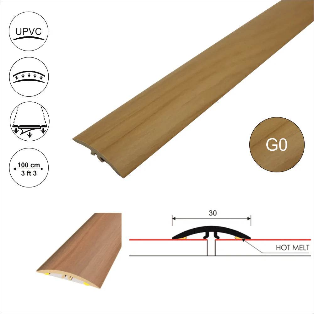 - M-M0300 30mm Pvc Wood Effect Flat Self Adhesive Door Threshold Strip - Strip