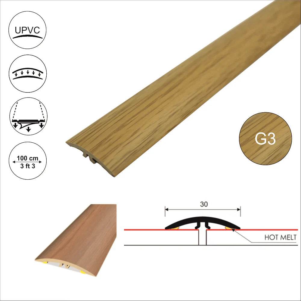 - M-M0300 30mm Pvc Wood Effect Flat Self Adhesive Door Threshold Strip - Strip