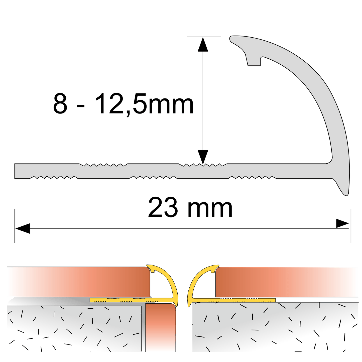 Round Edge PVC Tile Trims Quadrant 8, 10, 12.5mm Sizes - Inova Stair Nosings