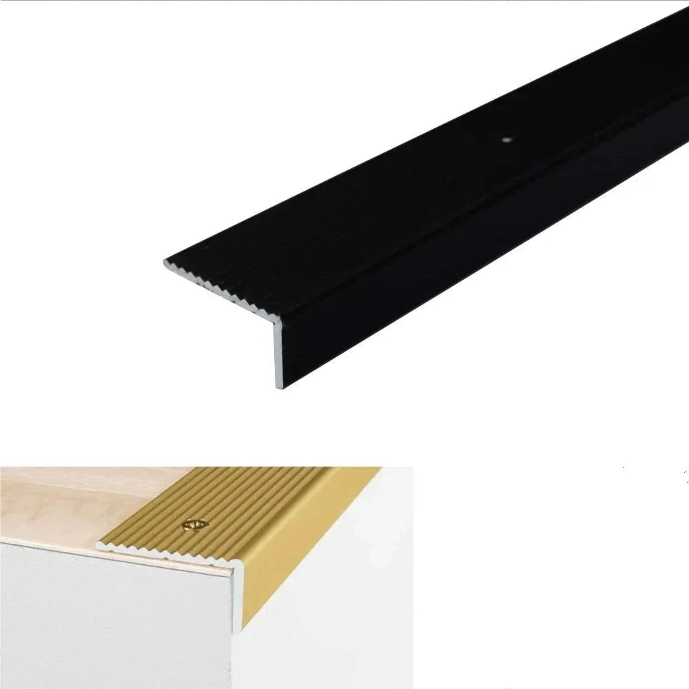 Anodised Aluminium Non Slip Ribbed Treads Stair Nosing Edge Trim 40 x 20mm - Inova Stair Nosings