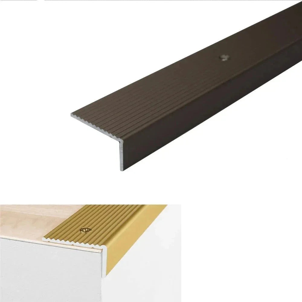 Anodised Aluminium Non Slip Ribbed Treads Stair Nosing Edge Trim 40 x 20mm - Inova Stair Nosings