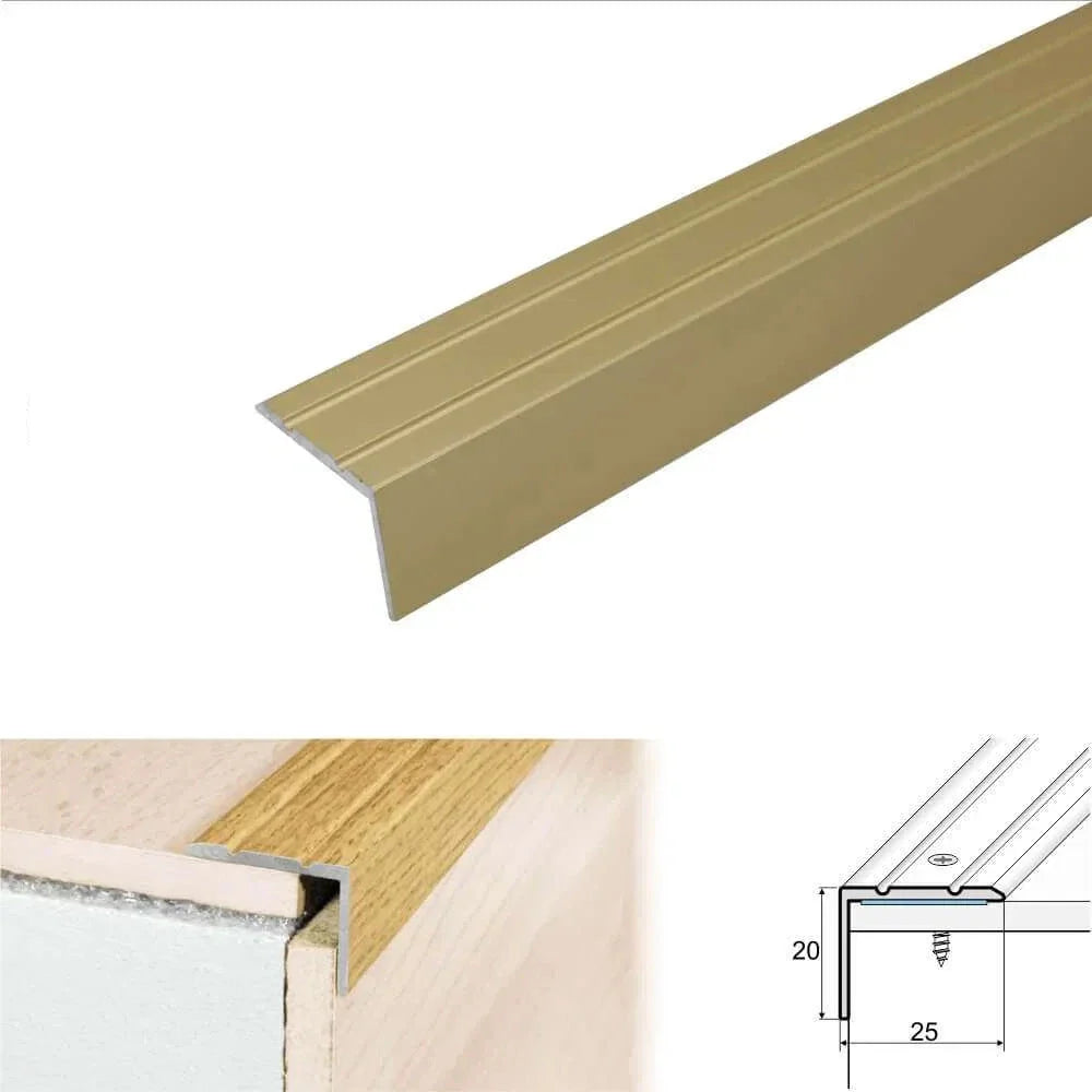 Anodised Aluminium Self Adhesive Stair Nosing Edge Trim 25 x 20mm - Inova Stair Nosings