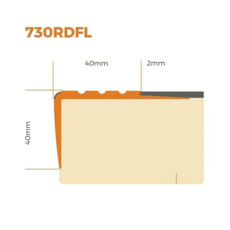 Flexible Luminescent PVC Stair Nosing Non-Slip Glow-in-the-Dark Safety Trim 40x40mm 730-RDFL - Inova Stair Nosings