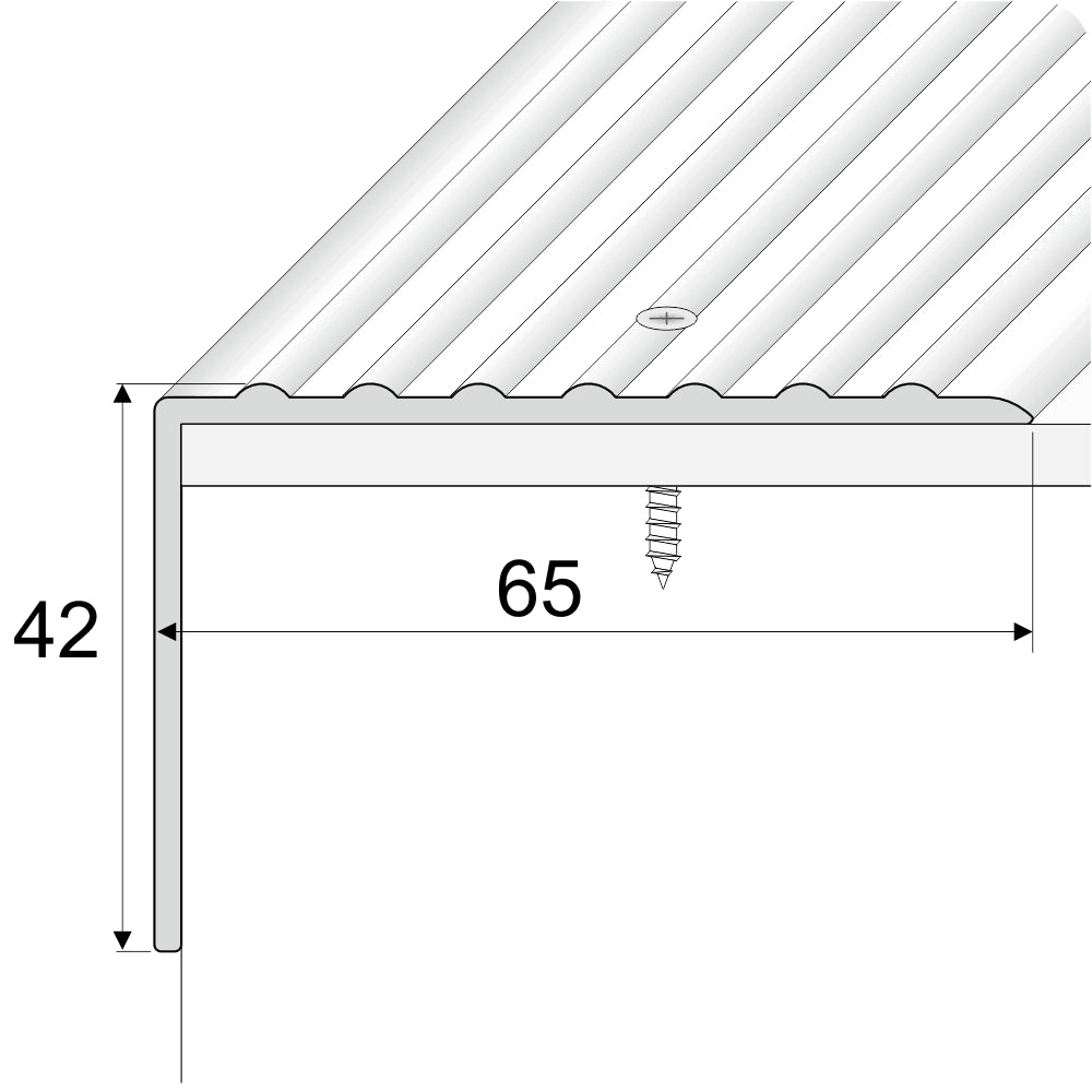 A32 65 x 42mm Anodised Aluminium Non Slip Ribbed Treads Stair Nosing Edge Trim - Inova Stair Nosings