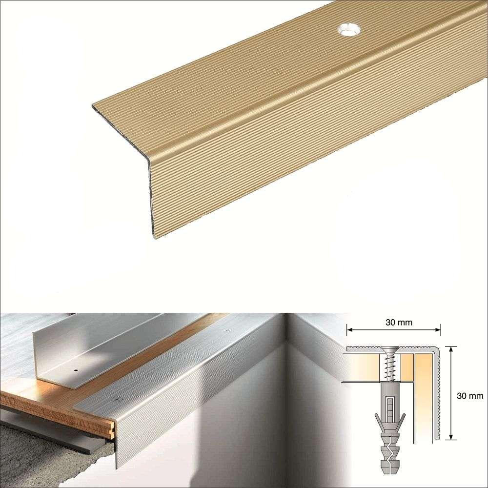 S04 30 x 30mm Anodised Aluminium Non Slip Ribbed Treads Stair Nosing Edge Trim - Inova Stair Nosings