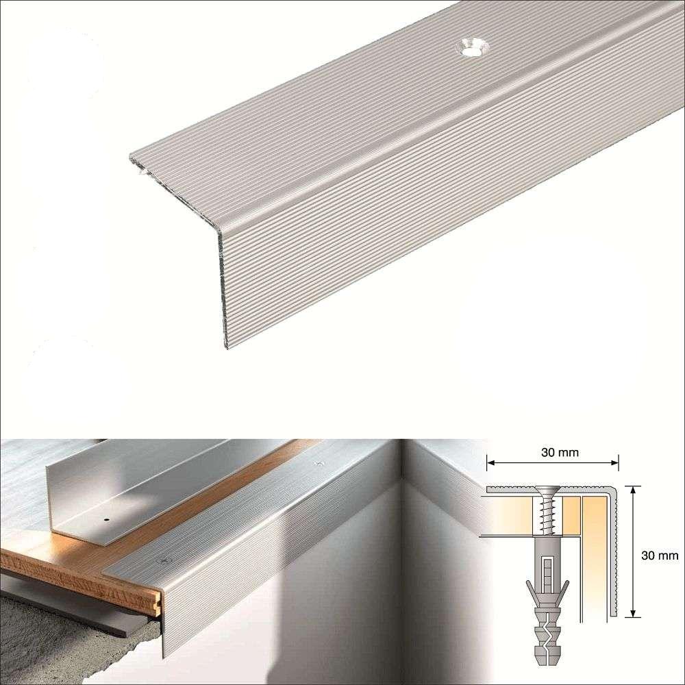 S04 30 x 30mm Anodised Aluminium Non Slip Ribbed Treads Stair Nosing Edge Trim - Inova Stair Nosings