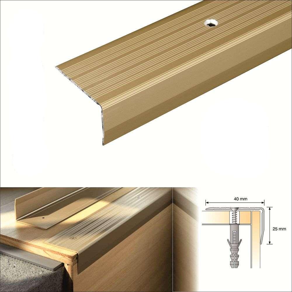 S05 40x 25mm Anodised Aluminium Non Slip Ribbed Treads Stair Nosing Edge Trim - Inova Stair Nosings