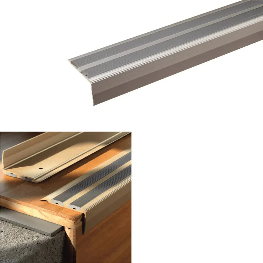 SA11 Anodised Aluminium Stair Nosing – 40 x 20mm Non-Slip Edge Trim - Inova Stair Nosings