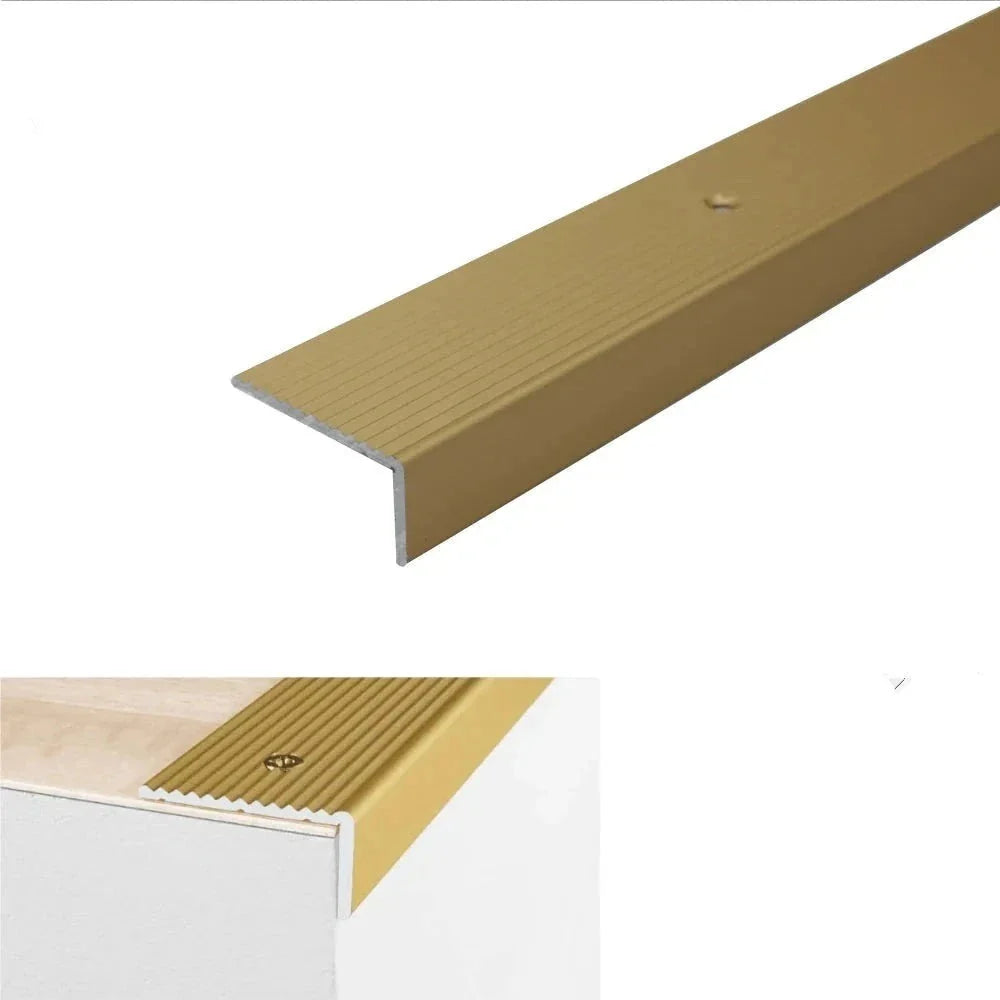Anodised Aluminium Non Slip Ribbed Treads Stair Nosing Edge Trim 40 x 20mm - Inova Stair Nosings