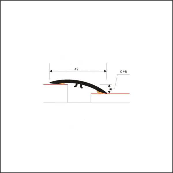  - 42mm PVC Wood Effect Self-Adhesive Door Threshold Strip M-M0200 - Aluminium