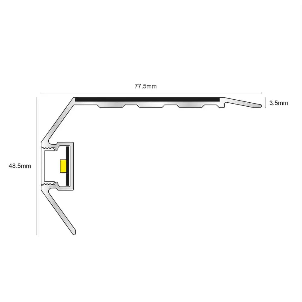 NSLR50 Vision Light Out Tredsafe Non-Slip 77.5x48.5mm Stair Nosing