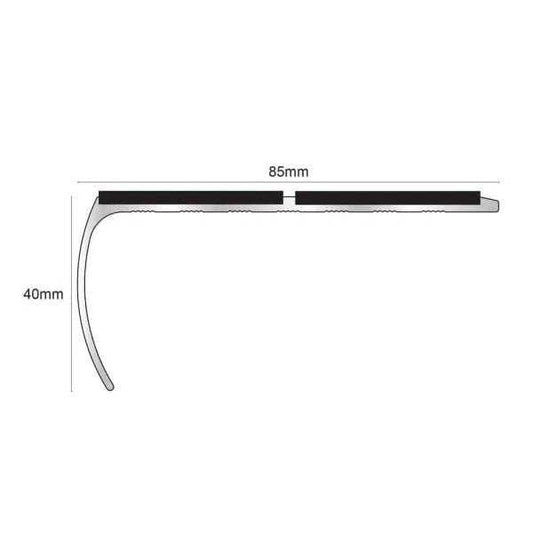  - NSL29 87x40mm Aluminum Non-Slip Stair Nosing with PVC Insert - Aluminium
