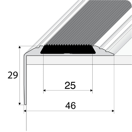 A38 46 x 30mm Anodised Aluminium Stair Nosing Edge Trim – Non-Slip Threshold Strip - Inova Stair Nosings