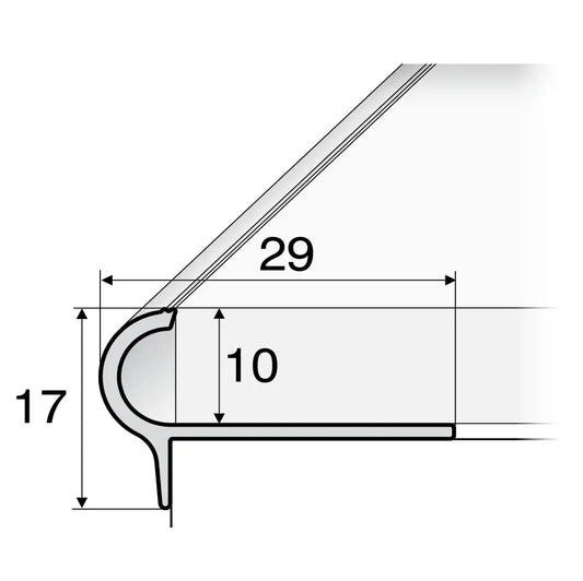 A80 Stair Nosing Edge Trim: 29x17x10mm Tile Step Edging - Inova Stair Nosings