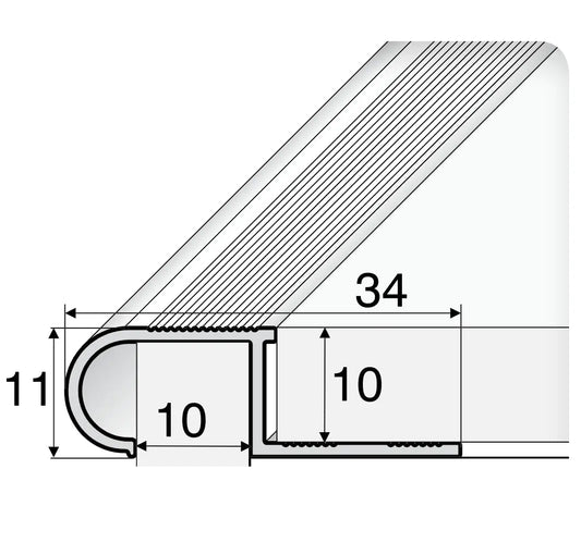 A81 34x11x10mm Aluminum Stair Nosing Edge Trim for Tiles - Inova Stair Nosings