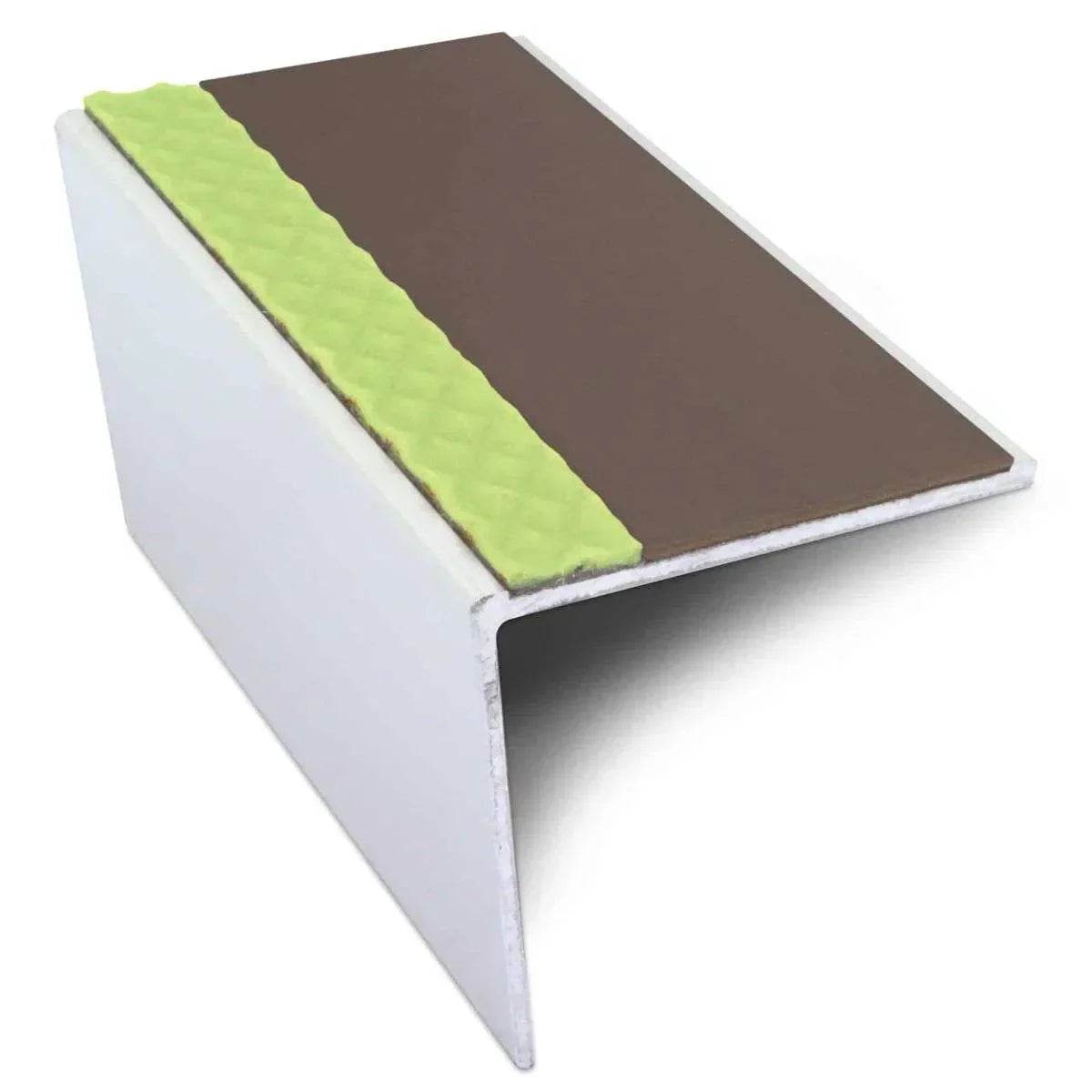  - ASL20 57x55mm DDA Compliant Aluminium Non Slip Stair Nosing Edge Trim With Pvc Insert - 