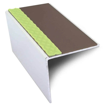  - ASL20 57x55mm DDA Compliant Aluminium Non Slip Stair Nosing Edge Trim With Pvc Insert - 