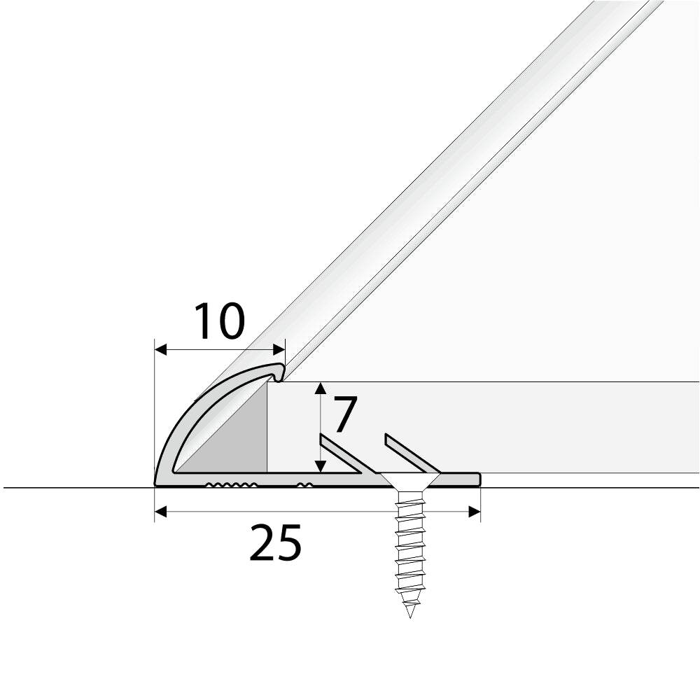  - C07 10mm Anodised Aluminium Single Edge Carpet Profile - Carpet Profile