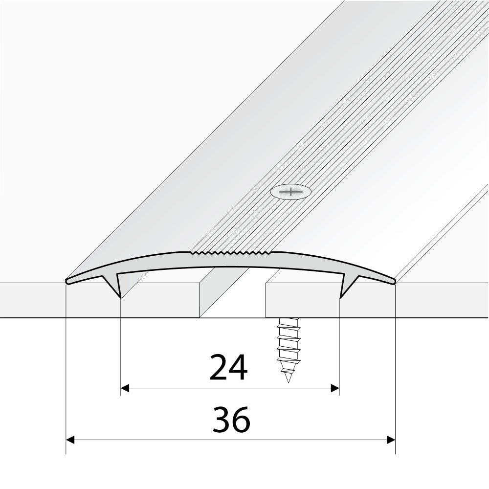 C68 36mm Anodised Aluminium Carpet Cover Strip Profile - Inova Stair Nosings