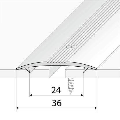 C68 36mm Anodised Aluminium Carpet Cover Strip Profile - Inova Stair Nosings