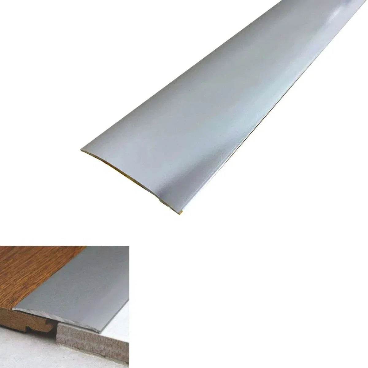  - CAS 38mm Self Adhesive Euro Cover Strip Wood Vinyl Tile Door Bar Threshold Trim - Aluminium