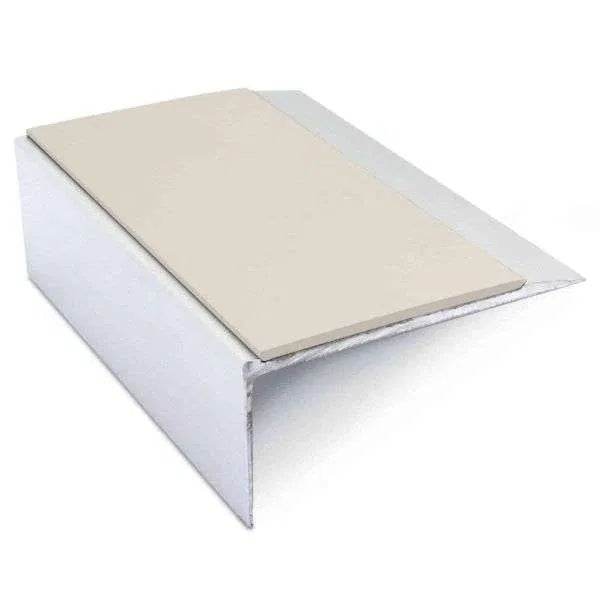  - NSL15 66x32mm Aluminum Non-Slip Stair Nosing Trim with PVC Insert - Aluminium