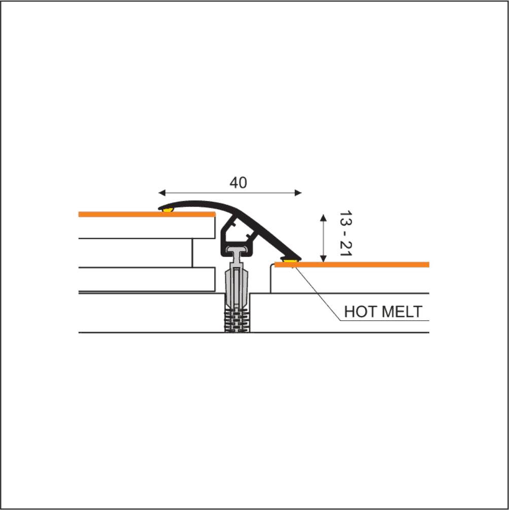 - D-PS400 40mm PVC Wood Effect Door Threshold Ramp Profile - Ramp profile