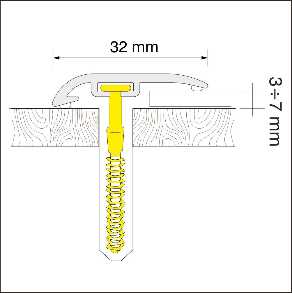  - 32mm PVC Wood Effect Door Threshold Ramp - D-Z0100 Profile - Ramp profile