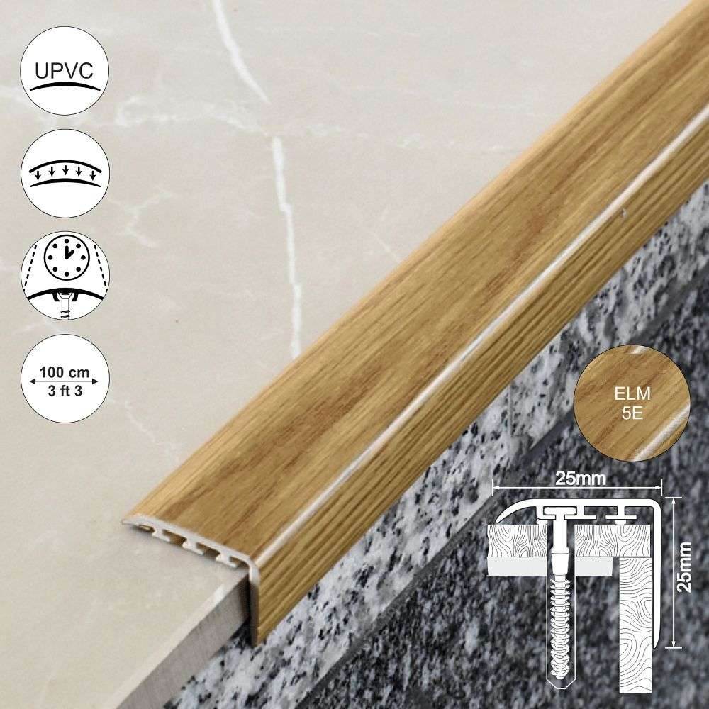  - D-K0300 PVC Wood Effect Stair Nosing Edge Trim 25x25mm - Stair Nosing