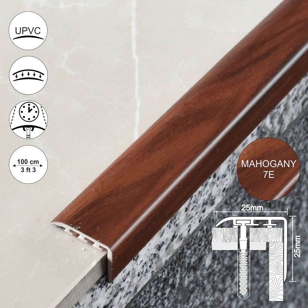 - D-K0300 PVC Wood Effect Stair Nosing Edge Trim 25x25mm - Stair Nosing