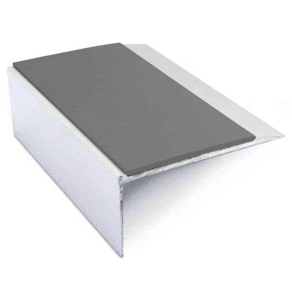 - NSL15 66x32mm Aluminum Non-Slip Stair Nosing Trim with PVC Insert - Aluminium