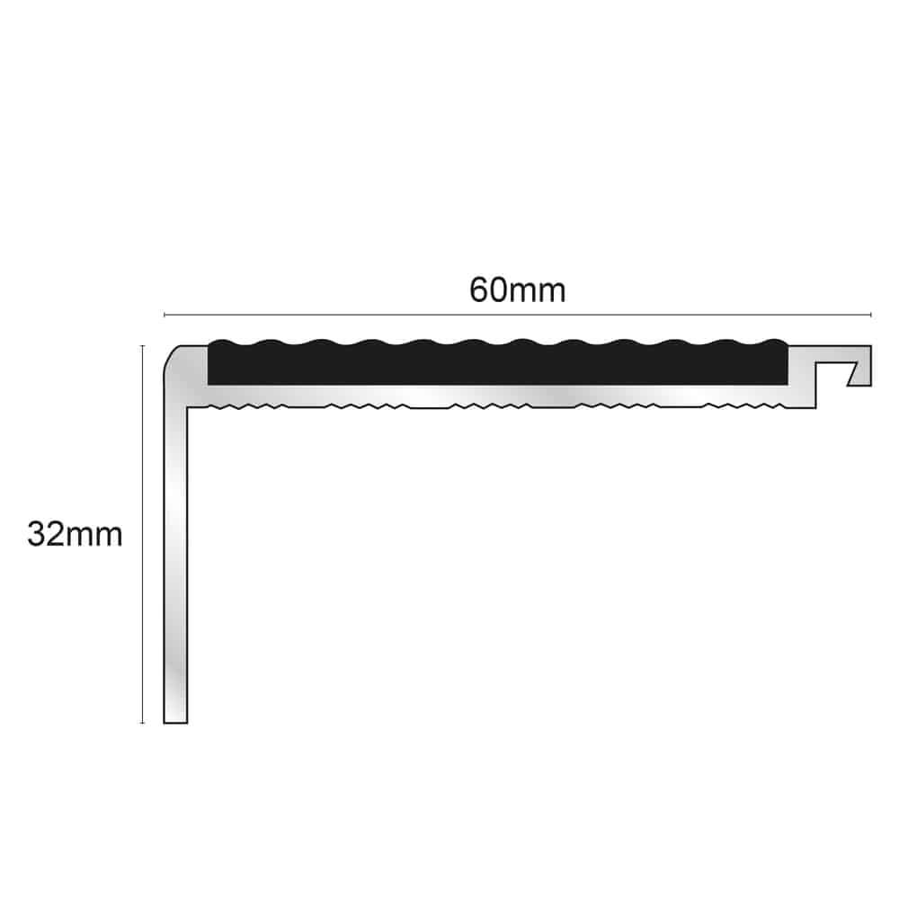  - NHD05 – 60 x 32mm – Tredsafe Non Slip Stair Nosing - 