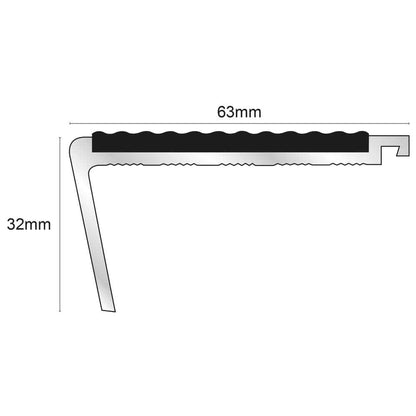  - NHD06 – 63 x 32mm – Tredsafe Non Slip Stair Nosing - 