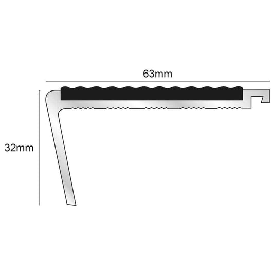  - NHD06 – 63 x 32mm – Tredsafe Non Slip Stair Nosing - 