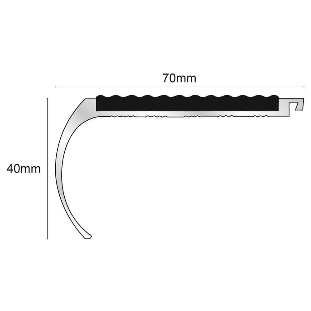  - NHD07 – 70 x 40mm – Tredsafe Non Slip Stair Nosing - 