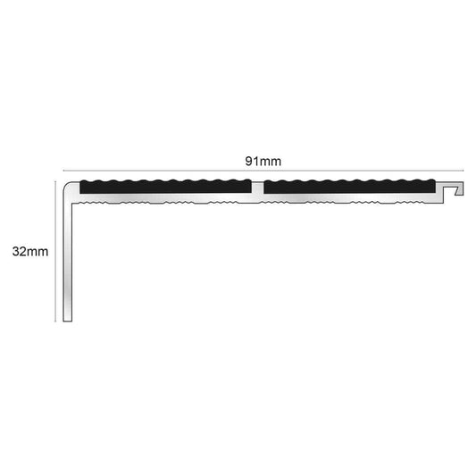  - NHD11 – 91 x 32mm – Tredsafe Non Slip Stair Nosing - 