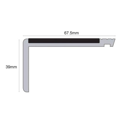  - NHP – 67.5 x 39mm Tredsafe Non Slip Heavy Duty Hard Nose PVC Stair Nosing - Non Slip PVC Stair Nosing