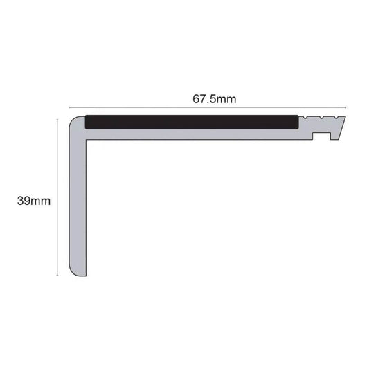  - NHP – 67.5 x 39mm Heavy Duty Hard Nose PVC Non Slip Stair Nosing - Non Slip PVC Stair Nosing