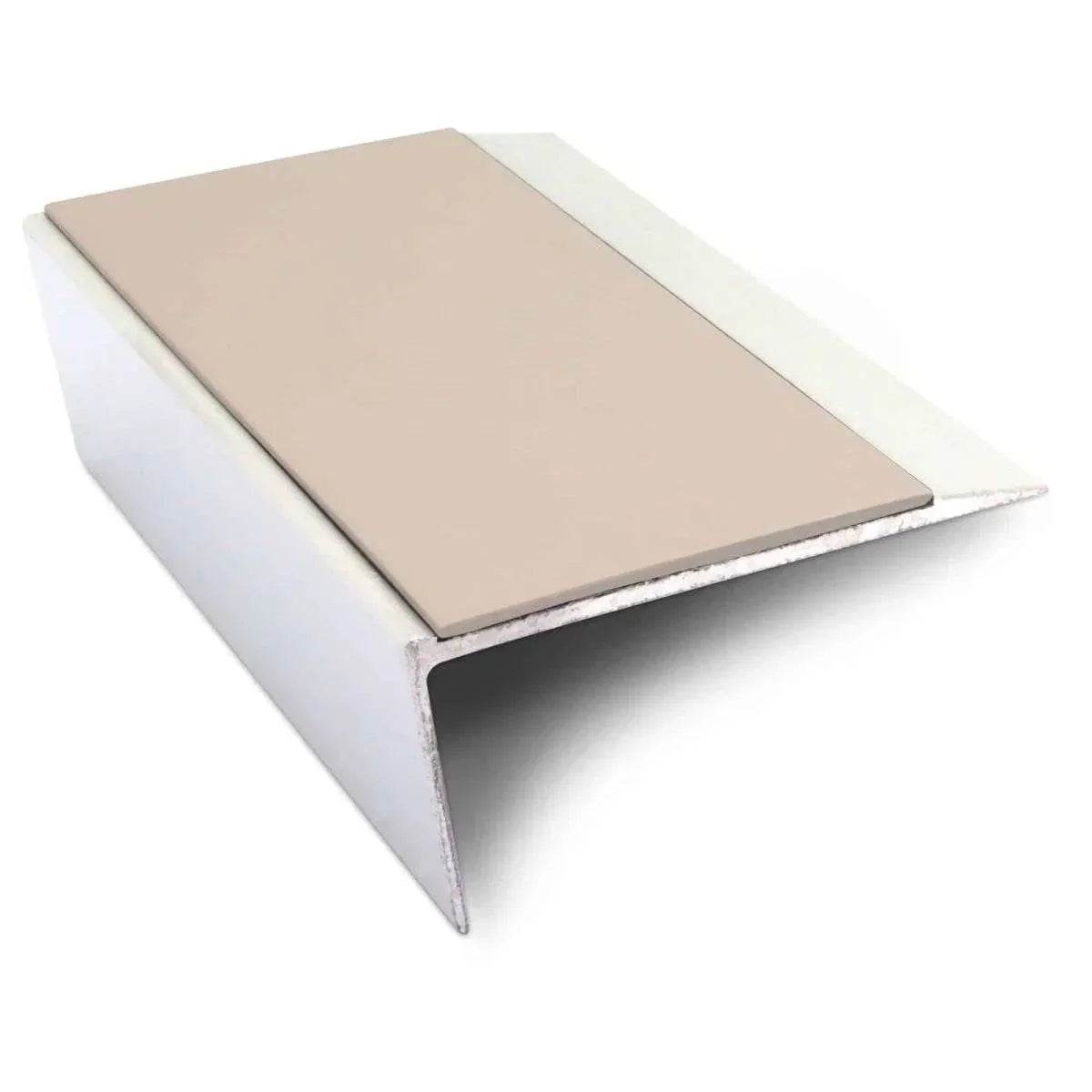  - NSL16 66 x 32mm Aluminium Non Slip Stair Nosing Edge Trim With Pvc Insert Rakeback - Aluminium