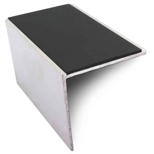  - NSL19 56 x 55mm DDA Compliant Aluminium Non Slip Stair Nosing Edge Trim With Pvc Insert - Aluminium
