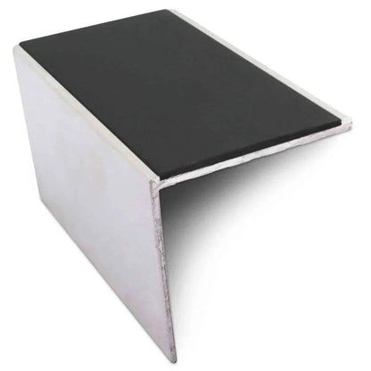  - NSL19 56 x 55mm DDA Compliant Aluminium Non Slip Stair Nosing Edge Trim With Pvc Insert - Aluminium