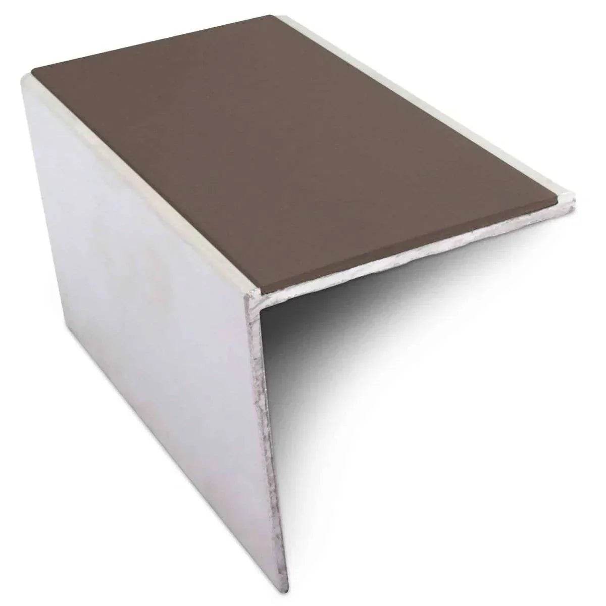  - NSL19 56 x 55mm DDA Compliant Aluminium Non Slip Stair Nosing Edge Trim With Pvc Insert - Aluminium