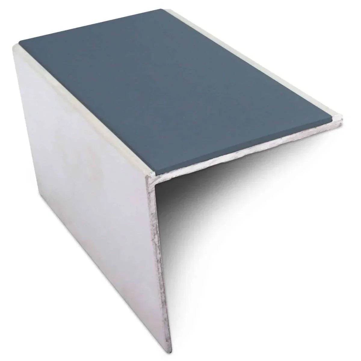  - NSL19 56 x 55mm DDA Compliant Aluminium Non Slip Stair Nosing Edge Trim With Pvc Insert - Aluminium